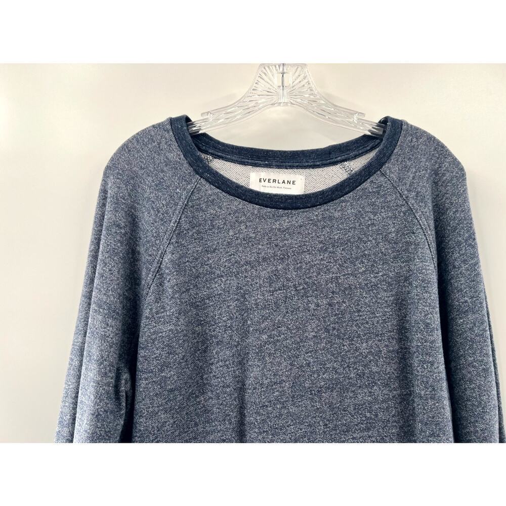 Everlane Women's Blue Heathered Cotton Long Sleeve Pullover Sweatshirt Sz Large - Picture 3 of 8